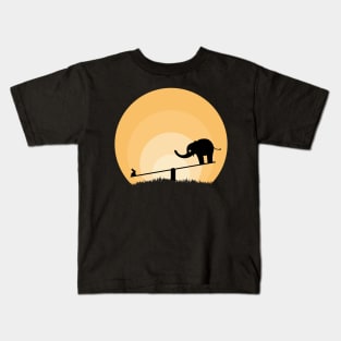 rabbit and elephant playing seesaw Kids T-Shirt